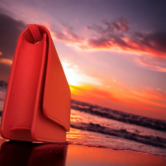 NWT BURBERRY HAMPSHIRE EMBOSSED LEATHER FLAP CROSSBODY STRAP CLUTCH & DUST BAG - Picture 6 of 8